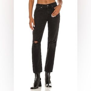 GRLFRND Kate low rise slim crop jeans in fifth avenue black, size 23